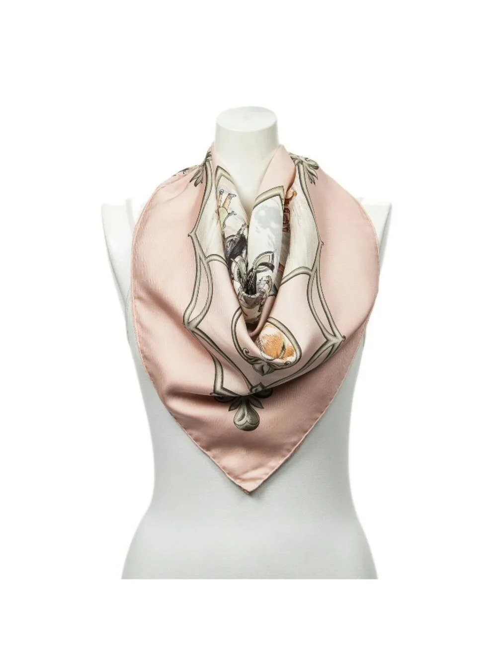Hermes Scarf Pink Blancs 100% Twill Silk
